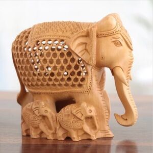 Artisan Handcrafted Wooden “Matriarch Elephant” Sculpture